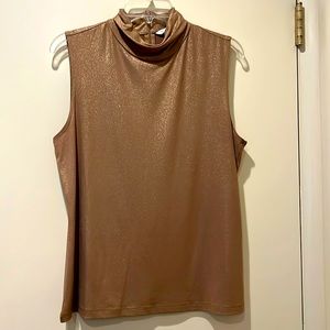Laura Ashley shimmery gold sleeveless turtleneck